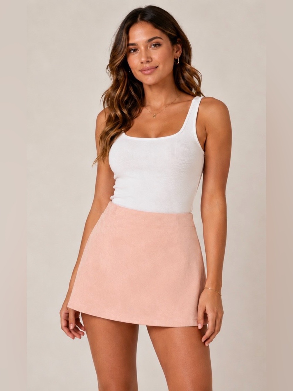 Witty Fox Pink Faux Suede Skort Size Large NWT High Waist Mini